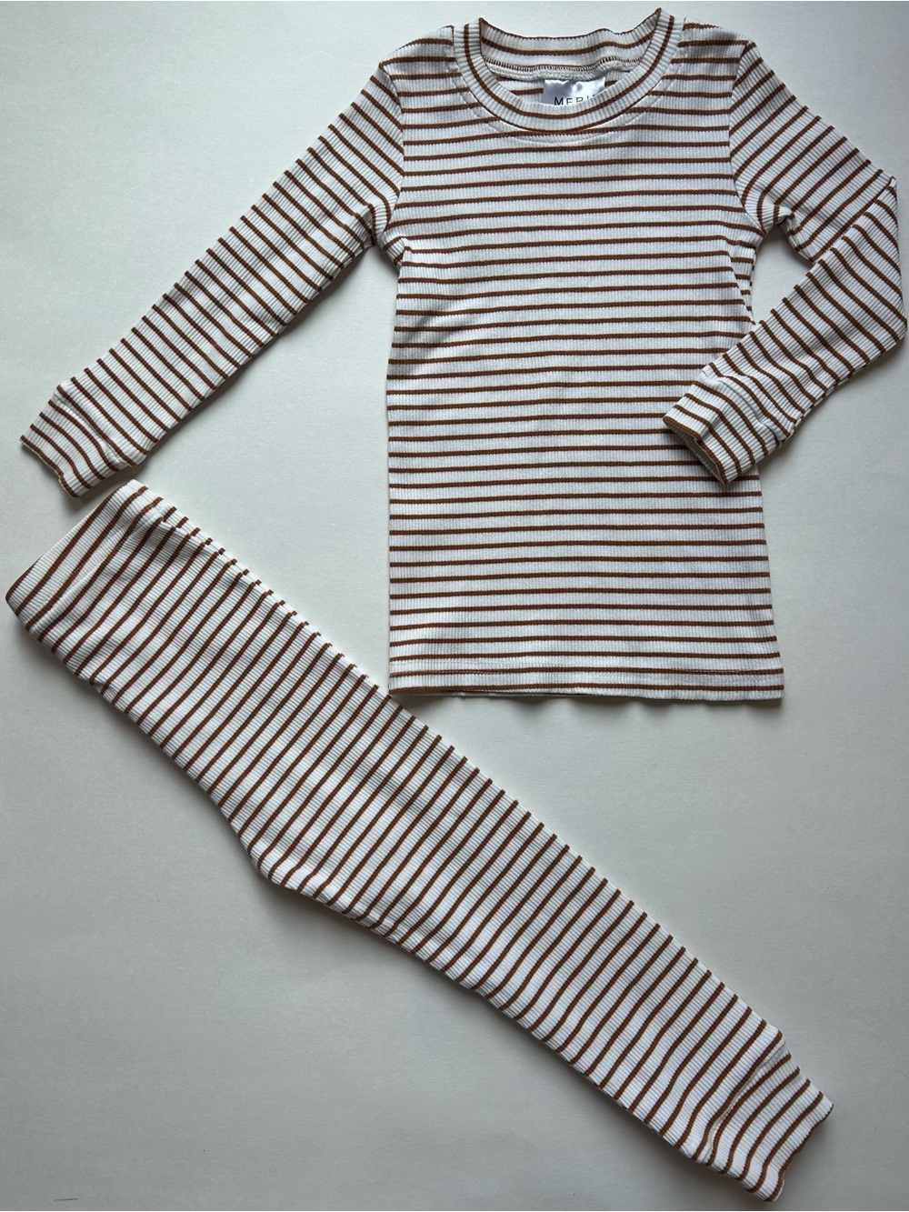 Mebie Baby Striped White and Brown Kids Set